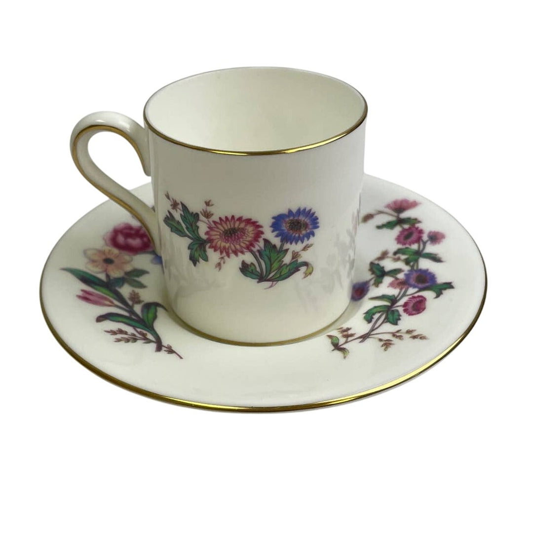 Vintage Wedgwood Devon Sprays England Cup &amp; Saucer Floral Bone China Teacup Set