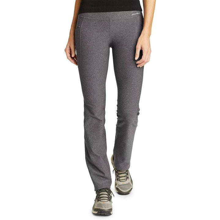 New Eddie Bauer Womens Heather Gray Trail Tight High-Rise Straight Leg Pants