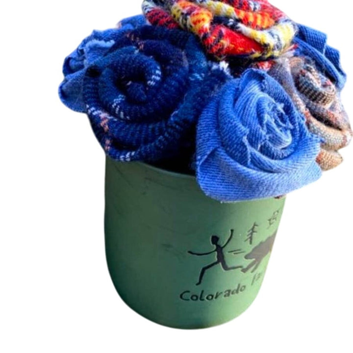 Handmade Upcycled Necktie Jeans Colorado Rustic Rose Bouquet Mug Birthday Gift
