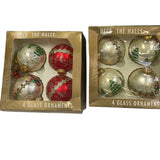 16 Vintage 4" Round Christmas Tree Victorian Glitter Lace Hanging Ball Ornaments