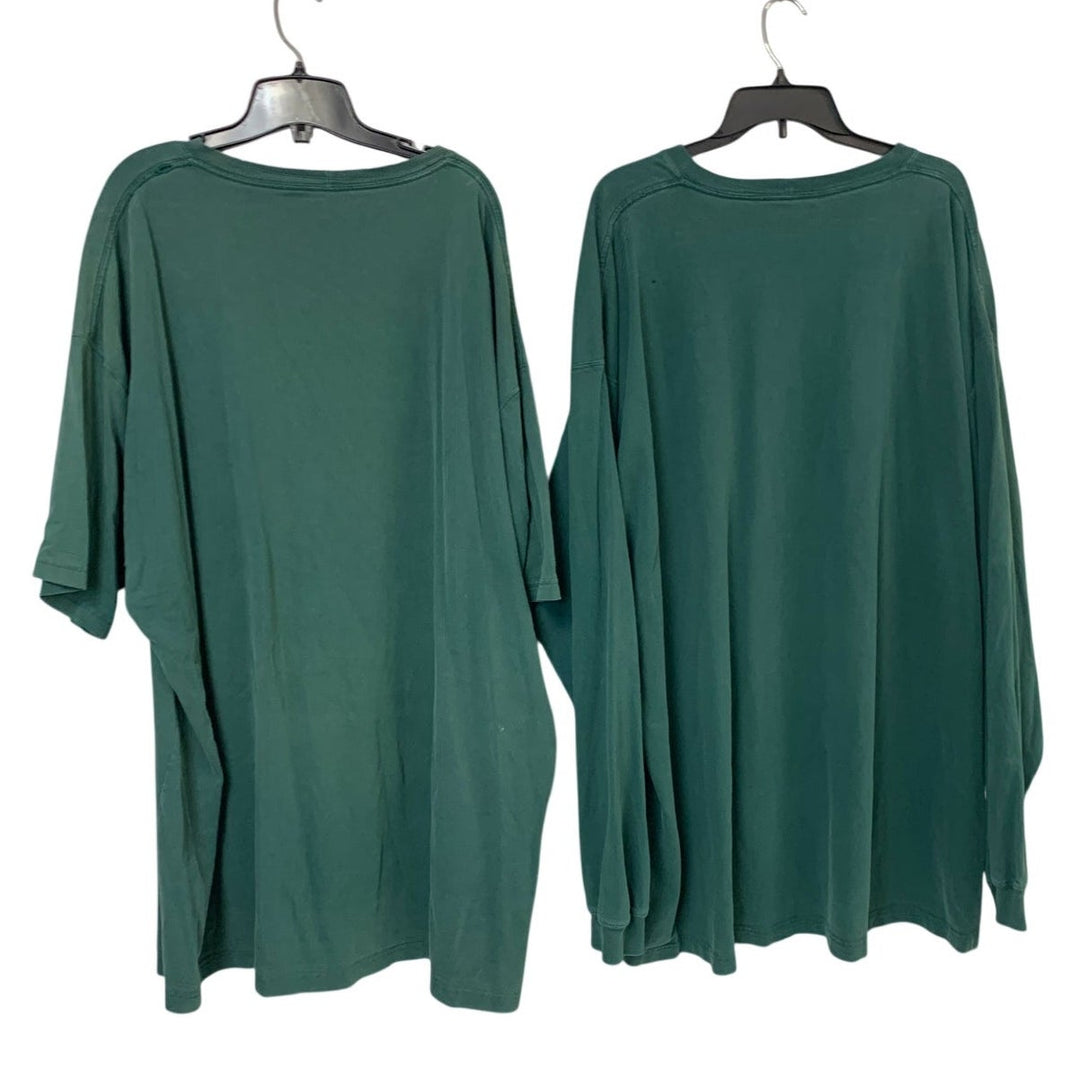 Carhartt Mens 3XLT Lot 2 Dark Green Pocket T-Shirts Short &amp; Long Sleeve