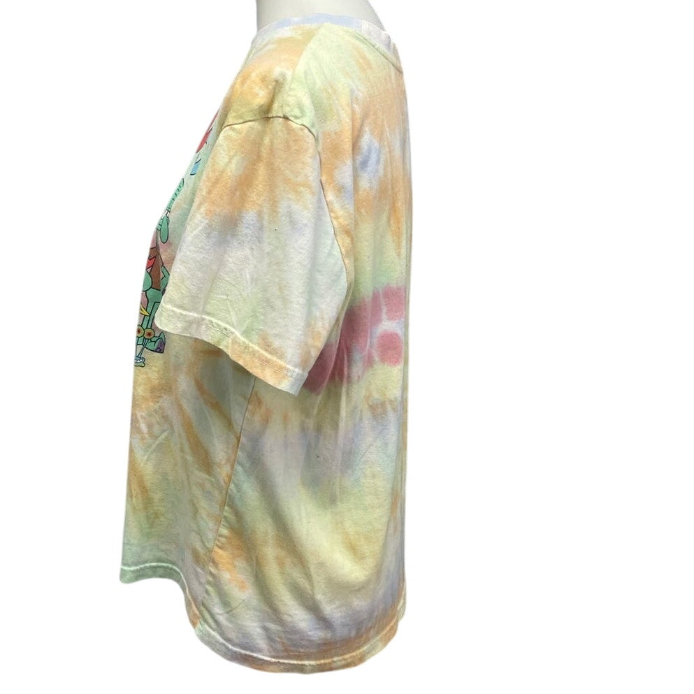 Spongebob Squarepants Womens Large Short Sleeve Crew Neck Tie Die Tee Shirt
