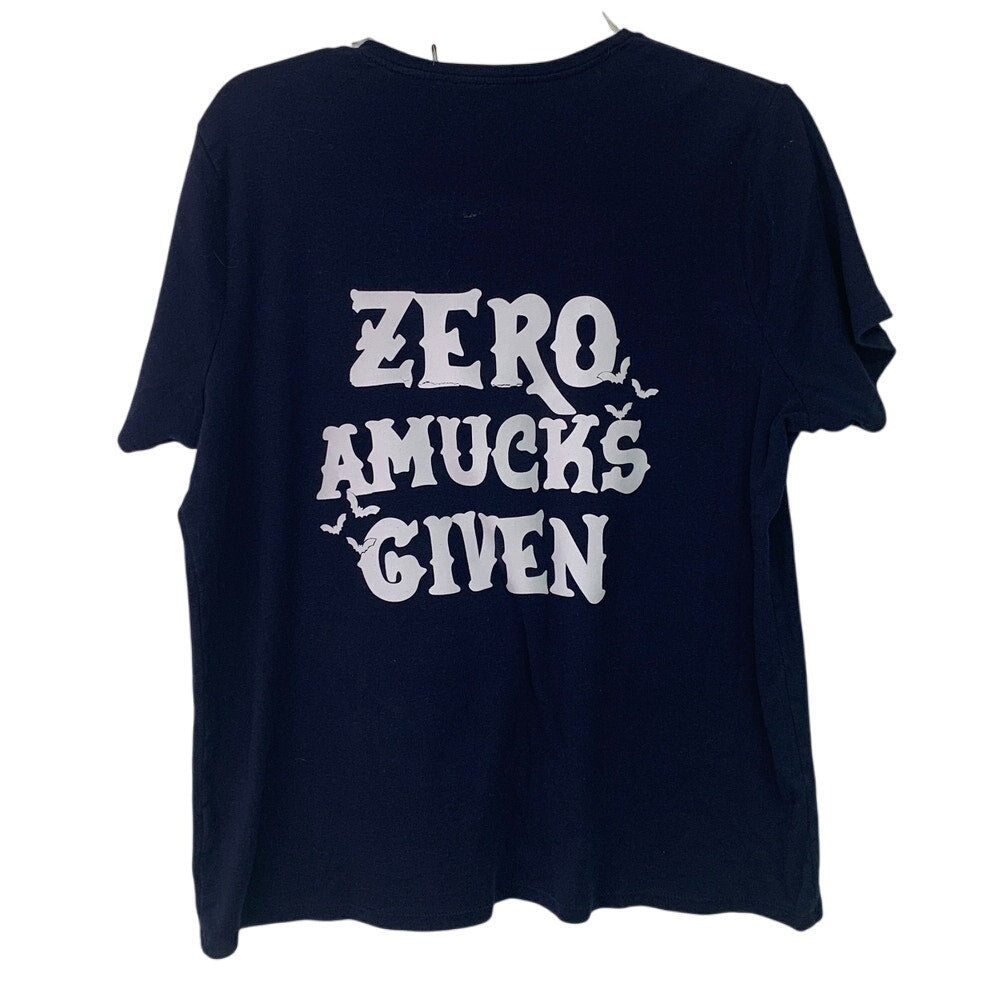 Upcycled Hand Printed XXL Zero Amucks Given Hocus Pocus Short Sleeve Tee Shirt