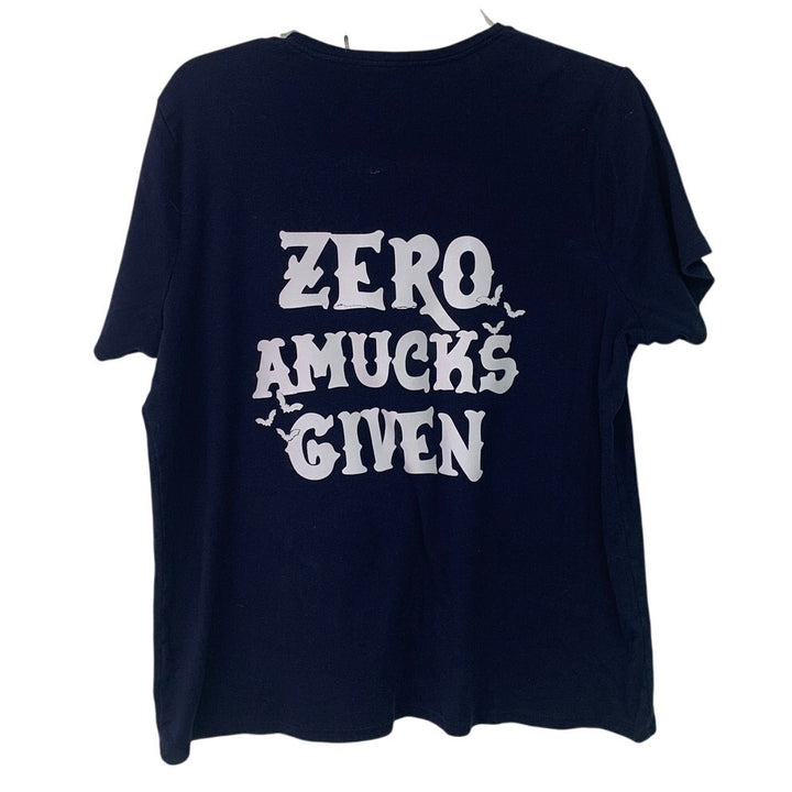 Upcycled Hand Printed XXL Zero Amucks Given Hocus Pocus Short Sleeve Tee Shirt