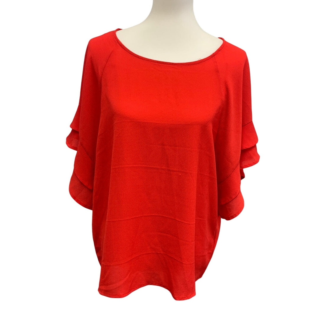 Umgee Womens Small Ruffled Bell Sleeve Textured 100% Polyester Blouse Shirt