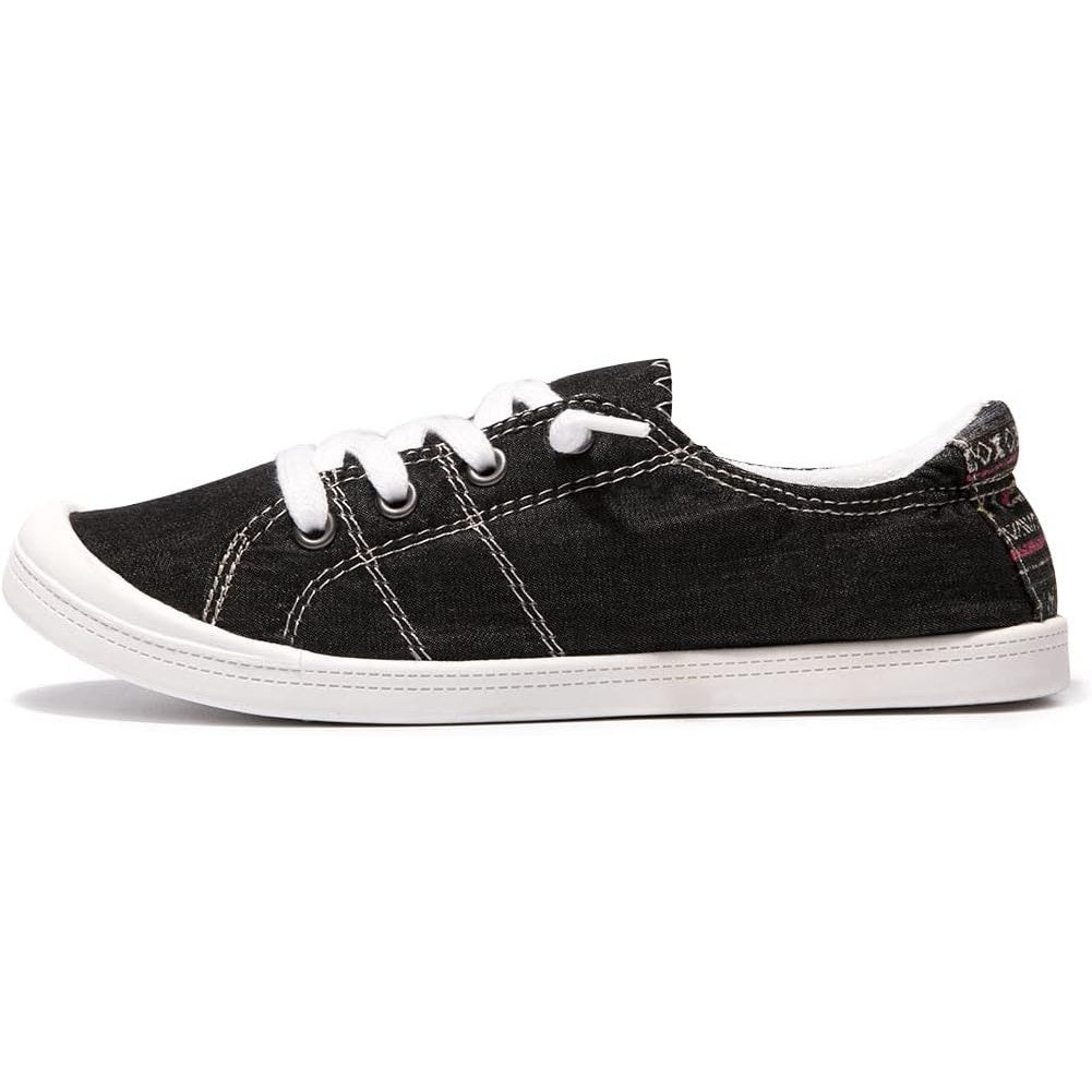 Beneker Womens Size 10 Black Canvas Lace Up Slip On Low Top Casual Sneaker Shoes