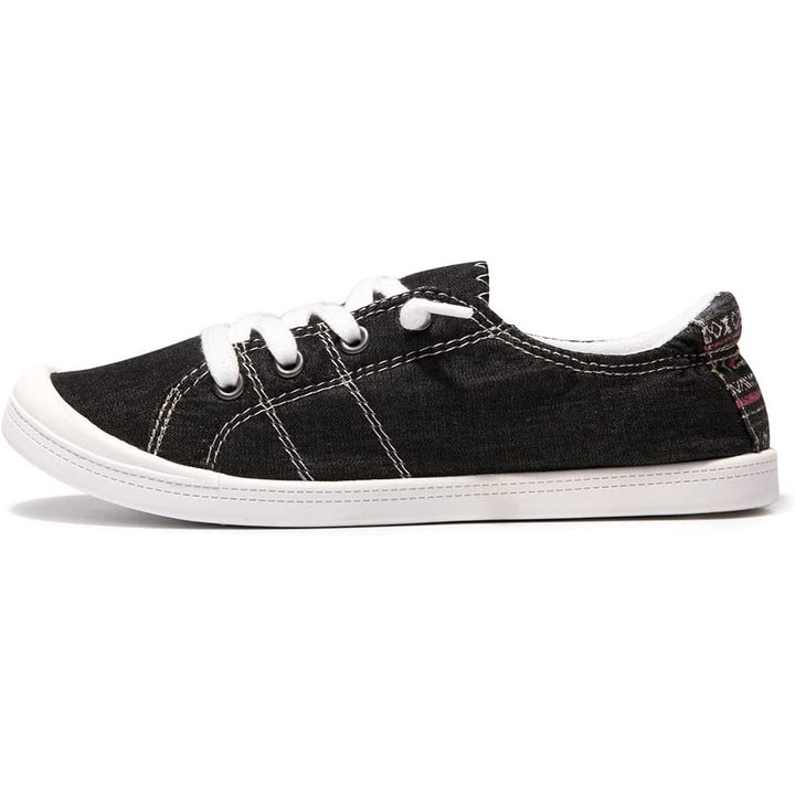 Beneker Womens Size 10 Black Canvas Lace Up Slip On Low Top Casual Sneaker Shoes