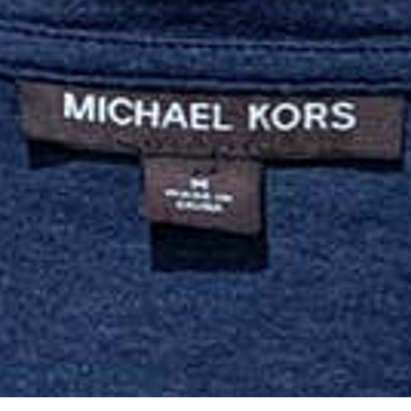 Michael Kors Medium Mens Navy Blue V-Neck Cotton Blend Short Sleeve Tee