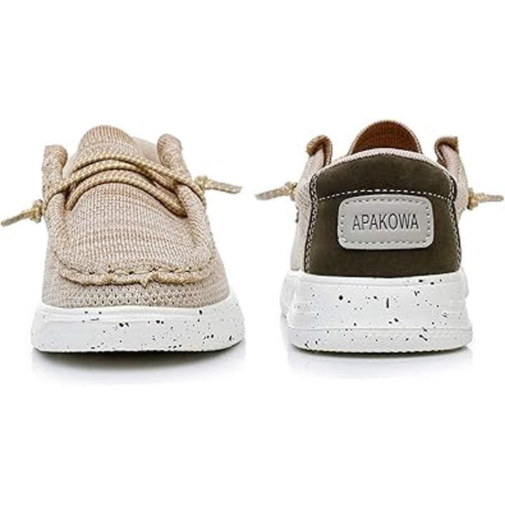 Apakowa Little Boys Size 3 Tan Canvas Faux LaceUp Slip On Casual Loafers Shoes