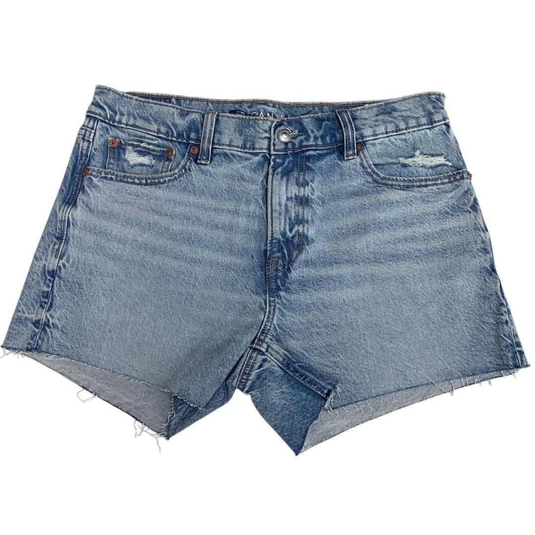 New American Eagle Womens Size 4 Cotton Blend Rough Hem Jorts Denim Jean Shorts