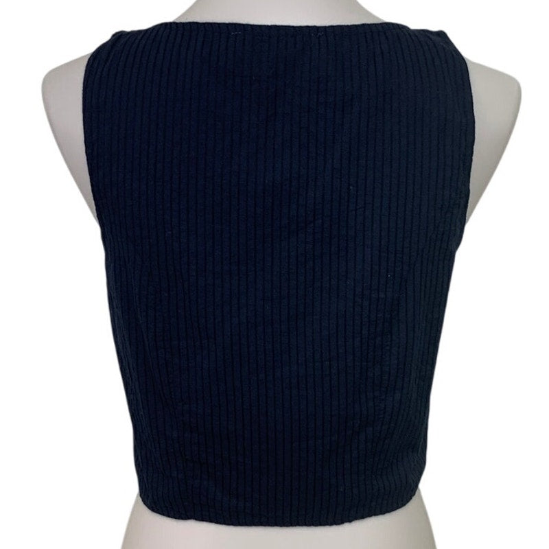 New American Eagle Womens Small Navy Pin Striped Front Tie Sleeveless Top Sample