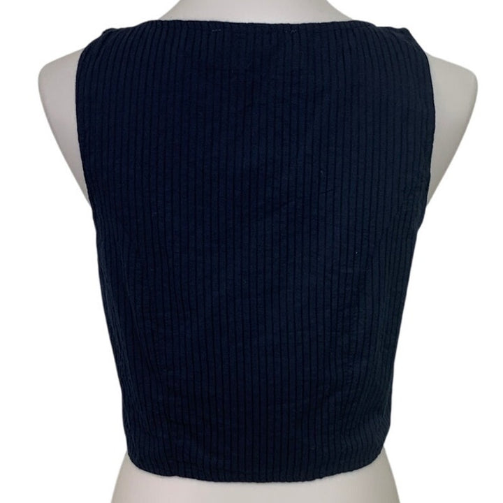 New American Eagle Womens Small Navy Pin Striped Front Tie Sleeveless Top Sample