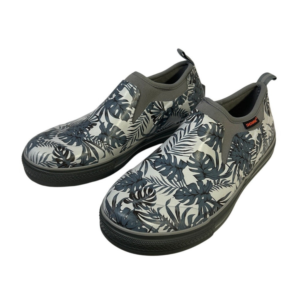 Showave Womens Size 10 Gray Fern Leaf Closed Round Toe Waterproof Garden Shoes