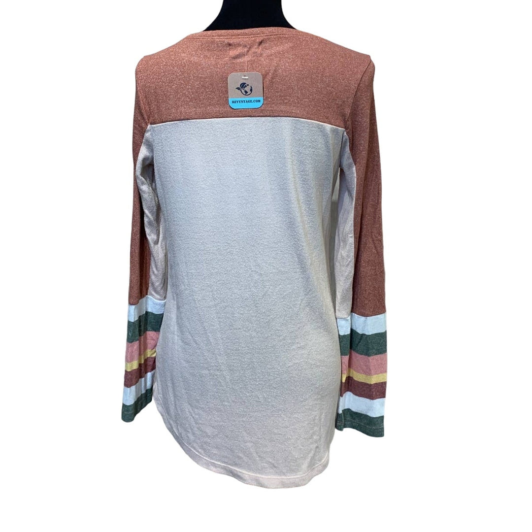 Hand Printed Small Upcycled Pumpkin Autumn Fall Flower Long Sleeve Sweater