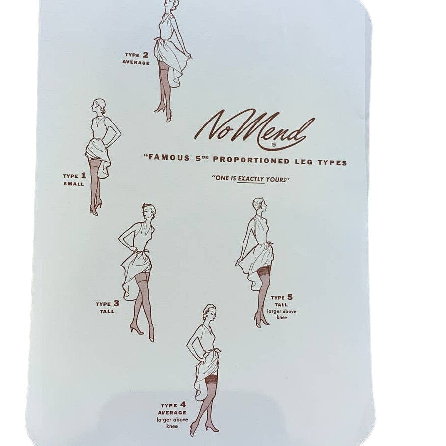 Vintage 1957 No Mend Pantyhose Gold Product Cardboard Box w Drawing Insert