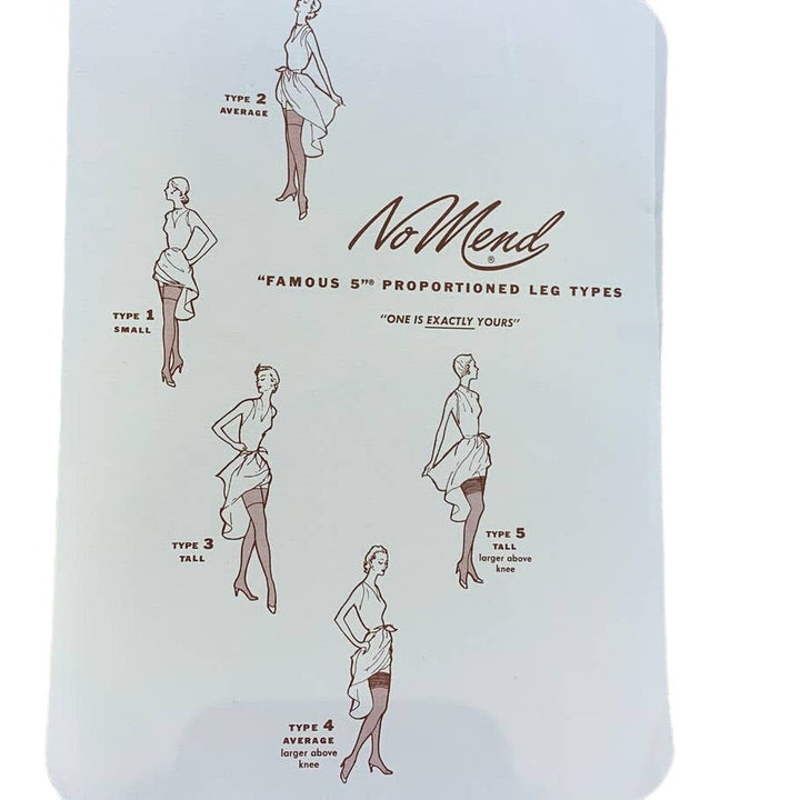 Vintage 1957 No Mend Pantyhose Gold Product Cardboard Box w Drawing Insert