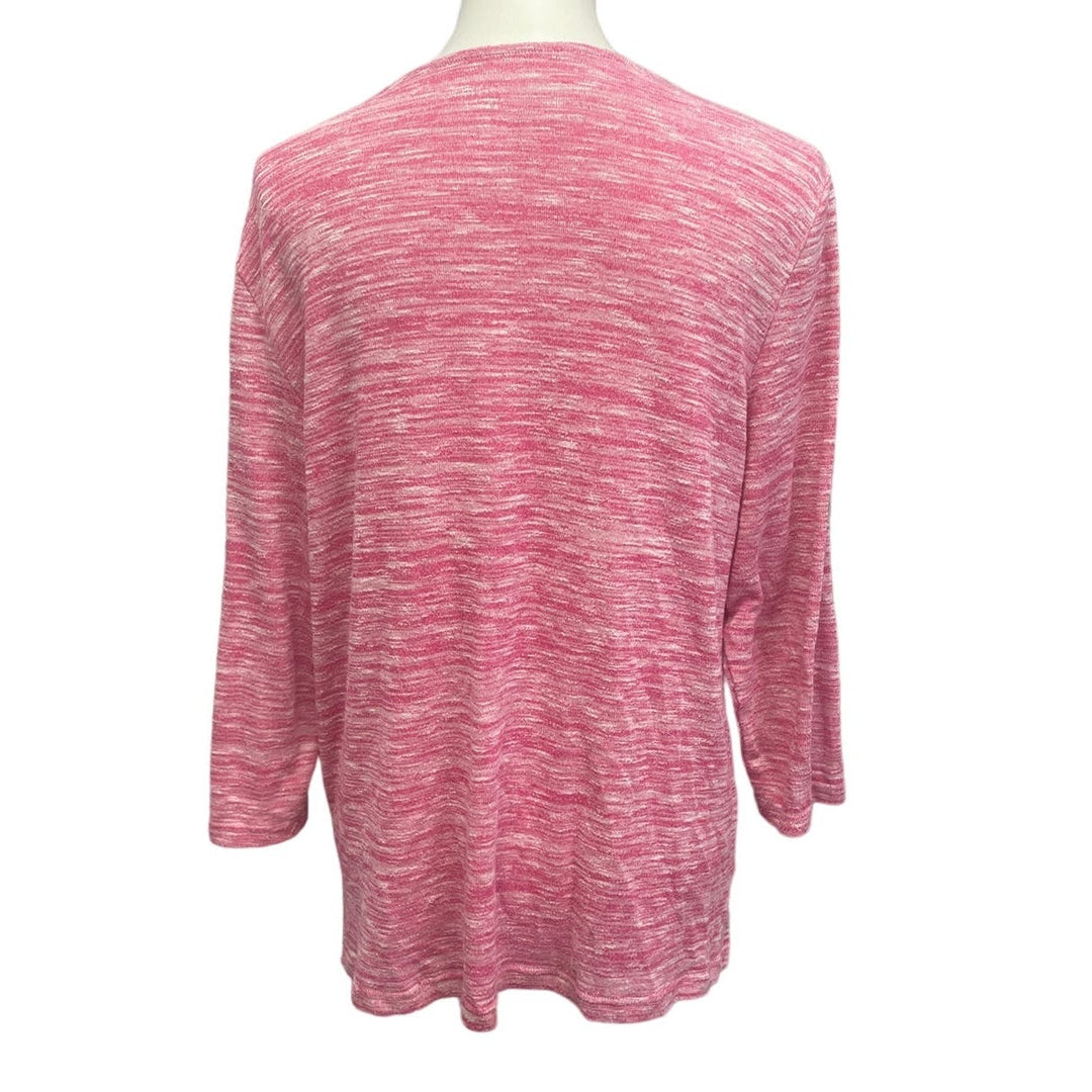 Croft &amp; Barrow Large Long Sleeve Sparkle Studded Rayon Blend Soft Top