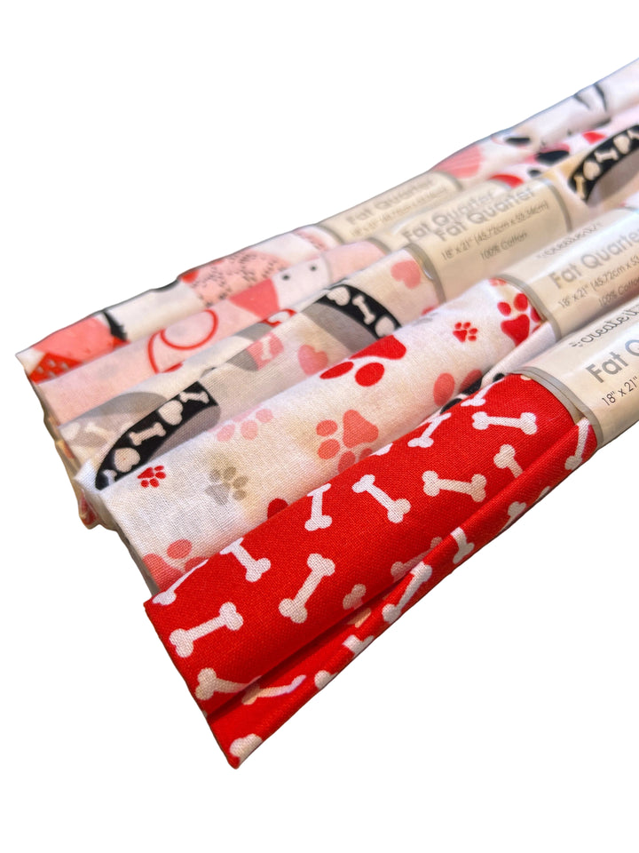 15 New Create It 18"X21" Valentine Puppy Dog Paw Quilting Fabric Fat Quarter FQs