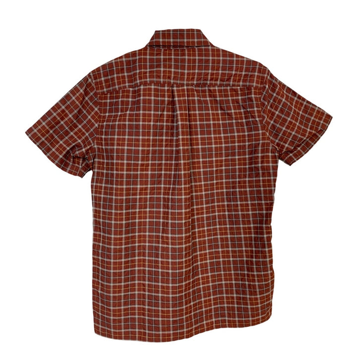 New Eddie Bauer Mens Small Short Sleeve Rainier Russet Plaid Button Up Shirt