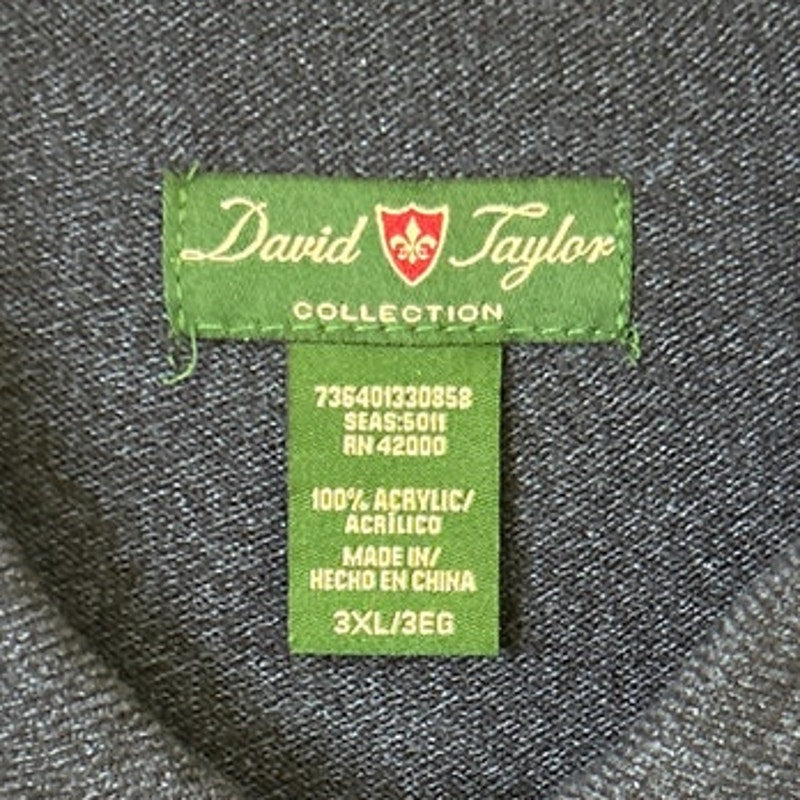 NWT New David Taylor Mens 3XL Blue Big and Tall Long Sleeve Knit Polo Sweater
