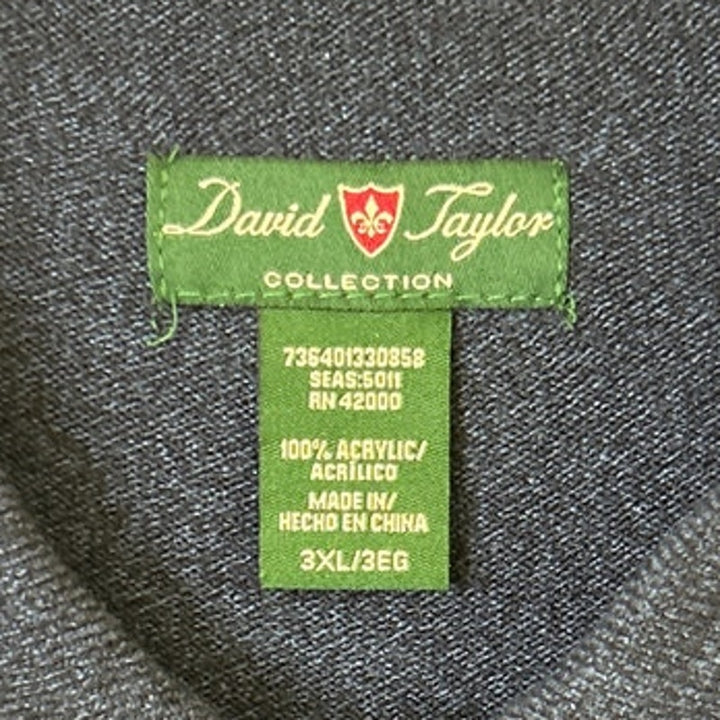 NWT New David Taylor Mens 3XL Blue Big and Tall Long Sleeve Knit Polo Sweater