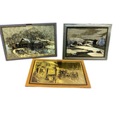 Vintage Gold Etch Christmas Holiday Company Greeting Cards Moynahan Bronze Co