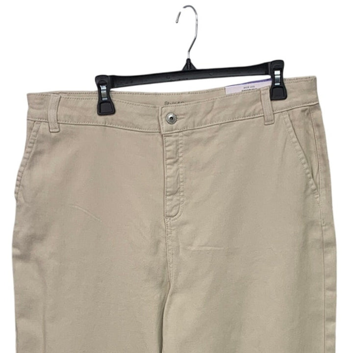 NWT New Style &amp; Co Womens Size 18 Wide Leg Khaki Denim Cotton Tan Jeans