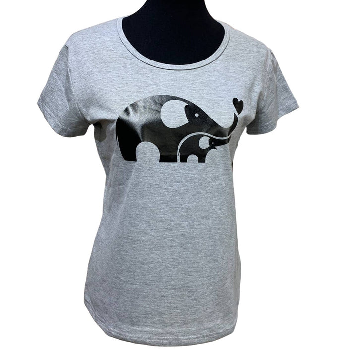 New Hand Printed Small Elephant Spirit Mama &amp; Baby Short Sleeve T-Shirt Tee
