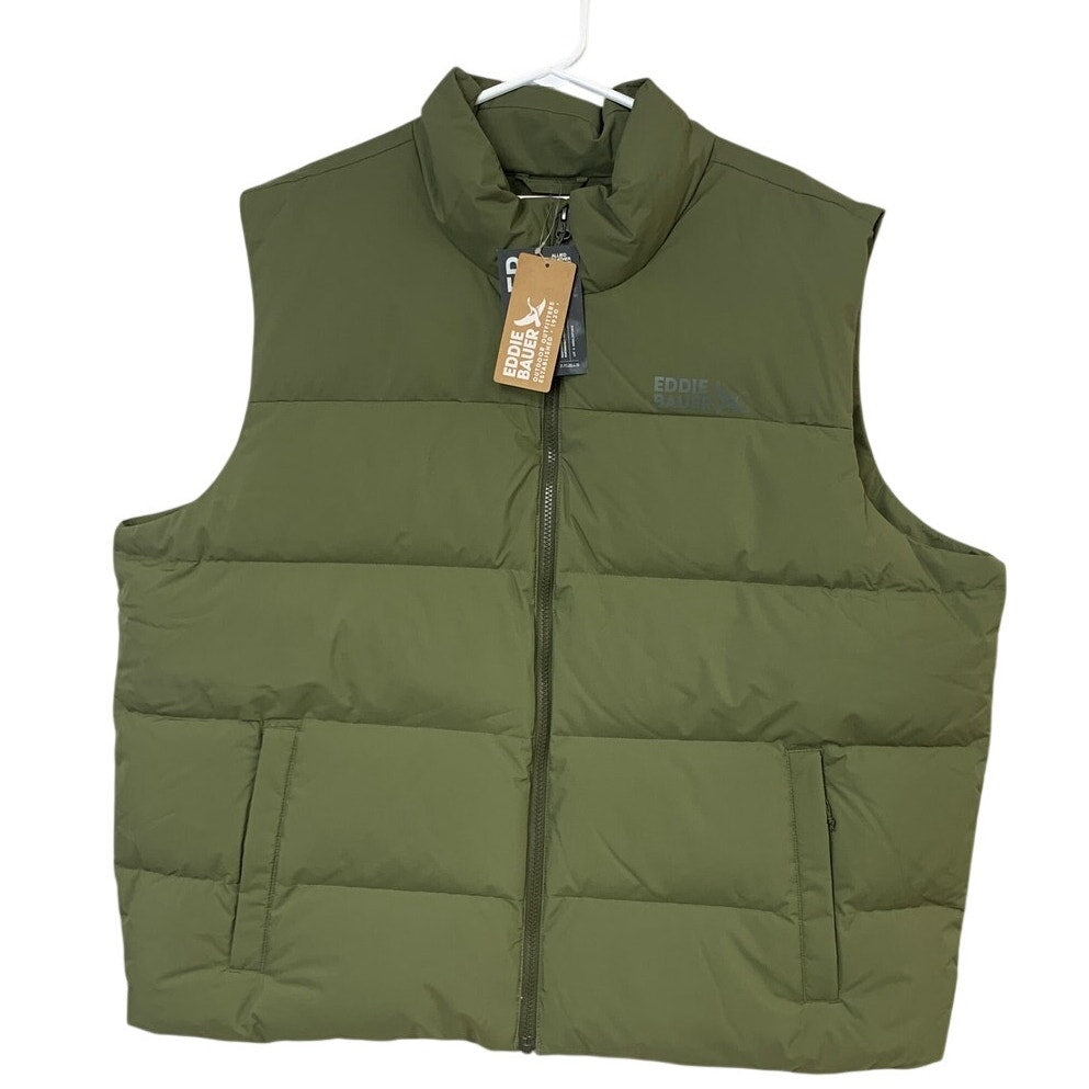 New Eddie Bauer Mens Alder Green 550FP Full Zip Essential Down Puffer Vest