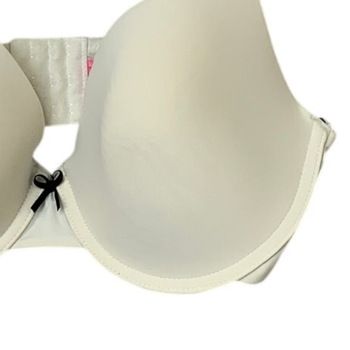New Isaac Mizrahi Womens Size 38D White Black Padded Underwire Front Bow Bra