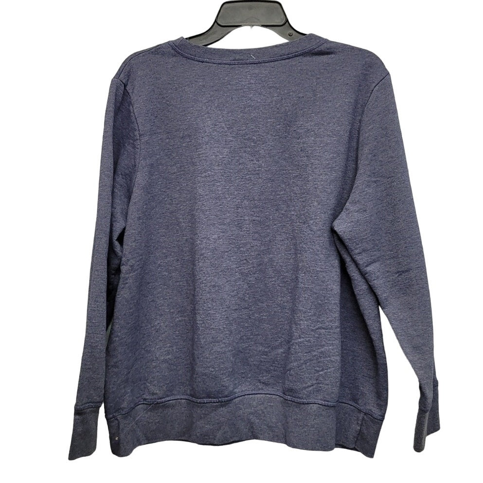 Hand Printed Upcycled Womens 1X PolyBlend Planet Earth Long Sleeve Sweatshirt