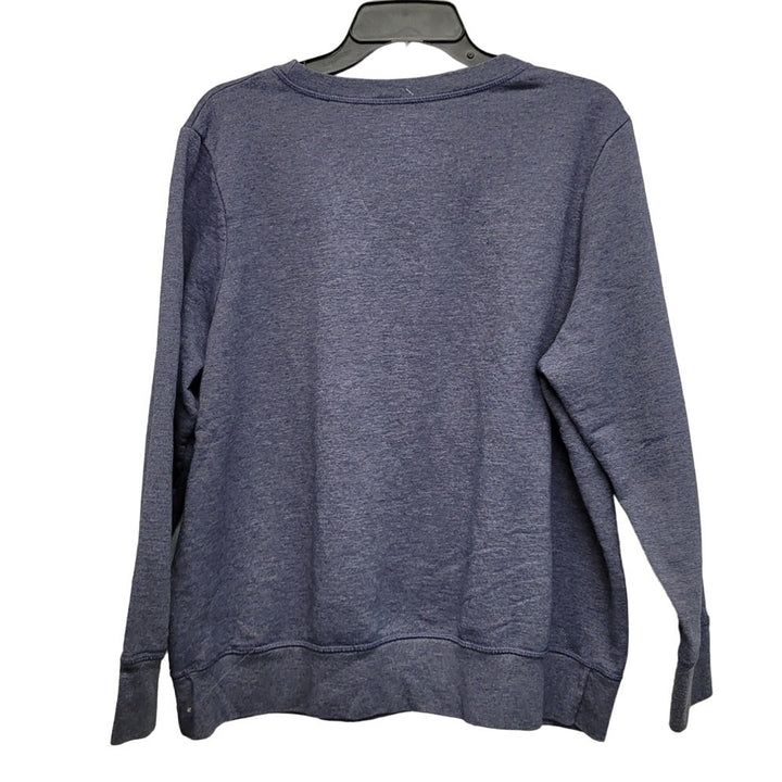 Hand Printed Upcycled Womens 1X PolyBlend Planet Earth Long Sleeve Sweatshirt