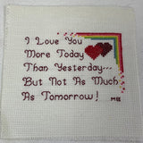 3 Handmade Vintage Counted Cross Stitch Heart Home Friends Ready to Frame Art