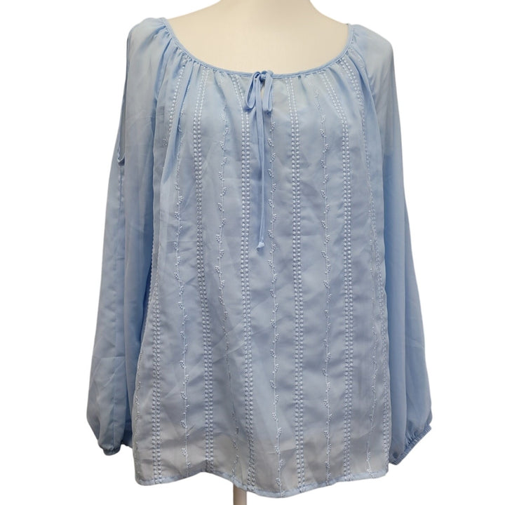 AB Studio Womens Large 2-Piece Cami w Long Sleeve Sheer Overlay Top Blouse