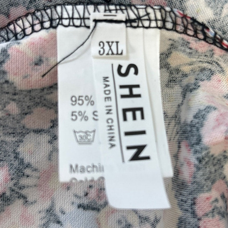 Shein Womens Plus Size 3X Long Sleeve Floral Full Zip Up Lightweight Jacket