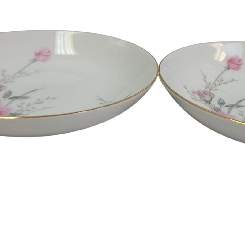 2 Vintage Golden Rose Flower Gold Rim Fine China Japan Small Appetizer Plates
