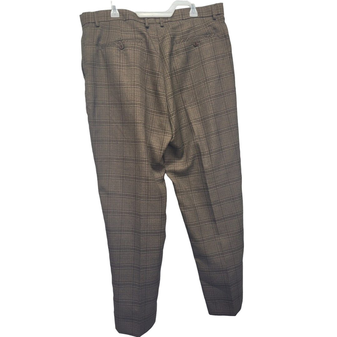 Stacy Adams Mens 42X32 100% Rayon Plaid Multi Pocket Flat Front Dress Pants