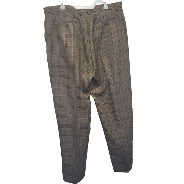 Stacy Adams Mens 42X32 100% Rayon Plaid Multi Pocket Flat Front Dress Pants
