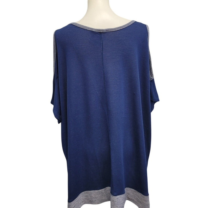 Hand Printed Upcycled Womens Large Selectively Social Cold Shoulder Shirt Top