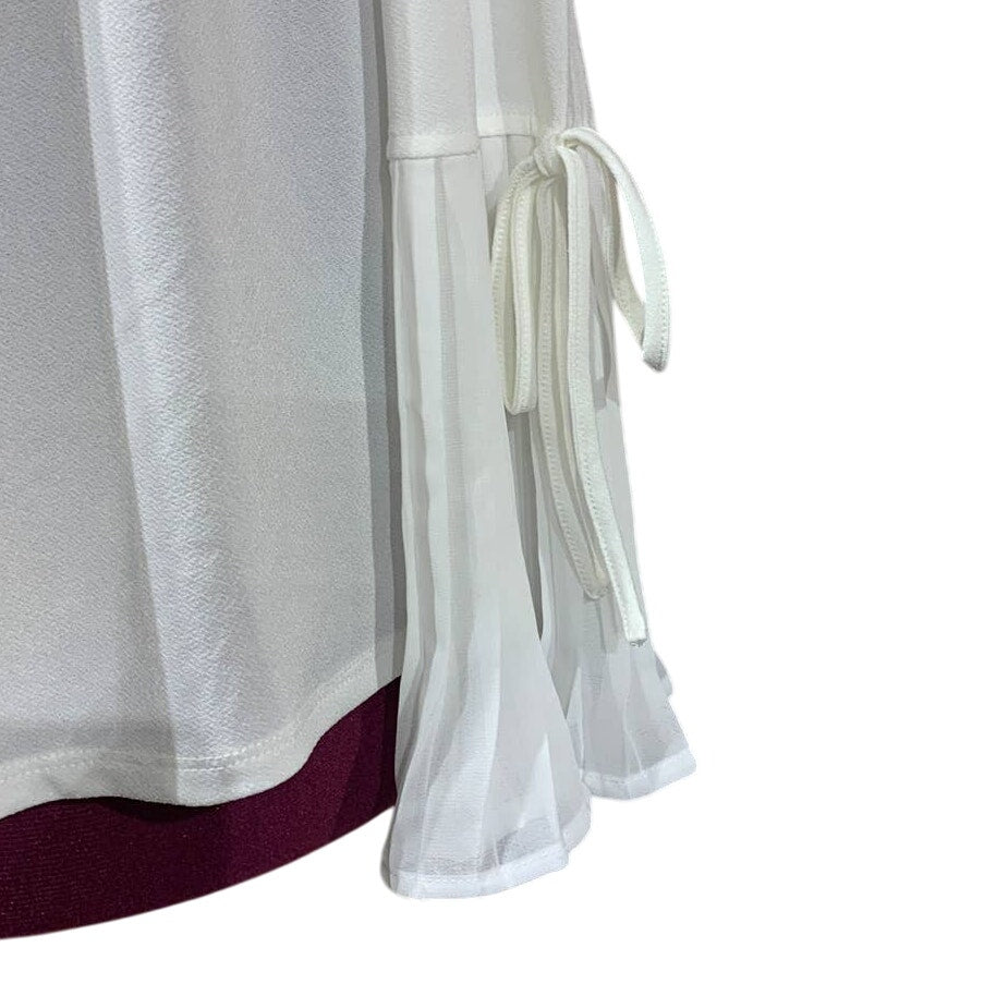 New Belldini Womens 2X Winter White Button Down Long Bell Sleeve Top Blouse