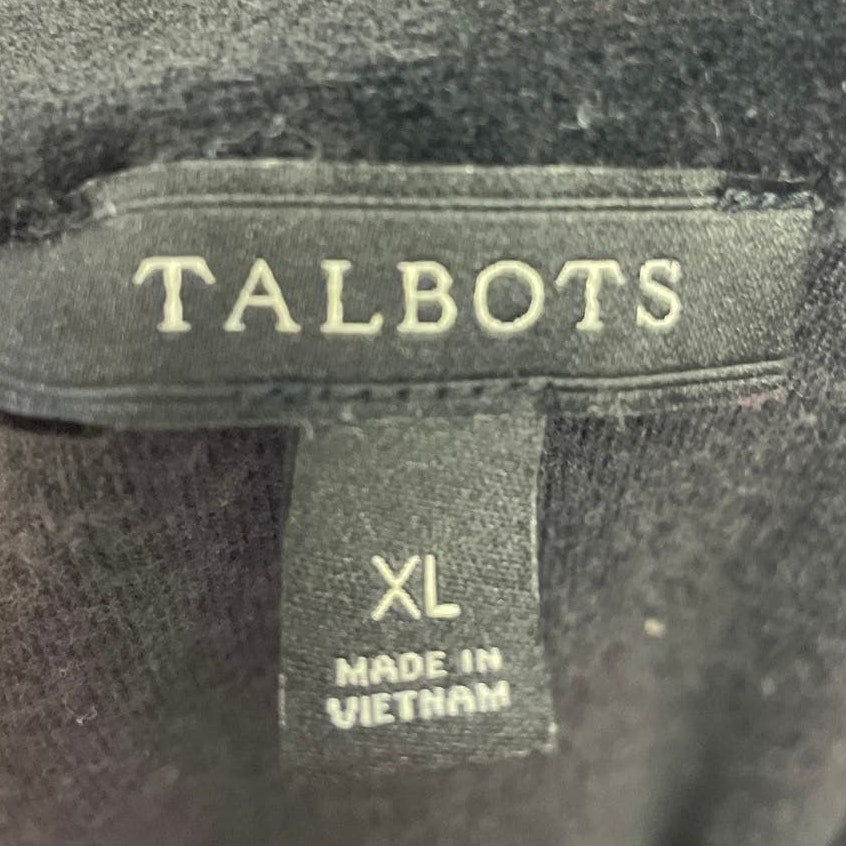 Talbots Womens XL Long Sleeve Full Zip Velour PolyCotton Collared Jacket Pockets