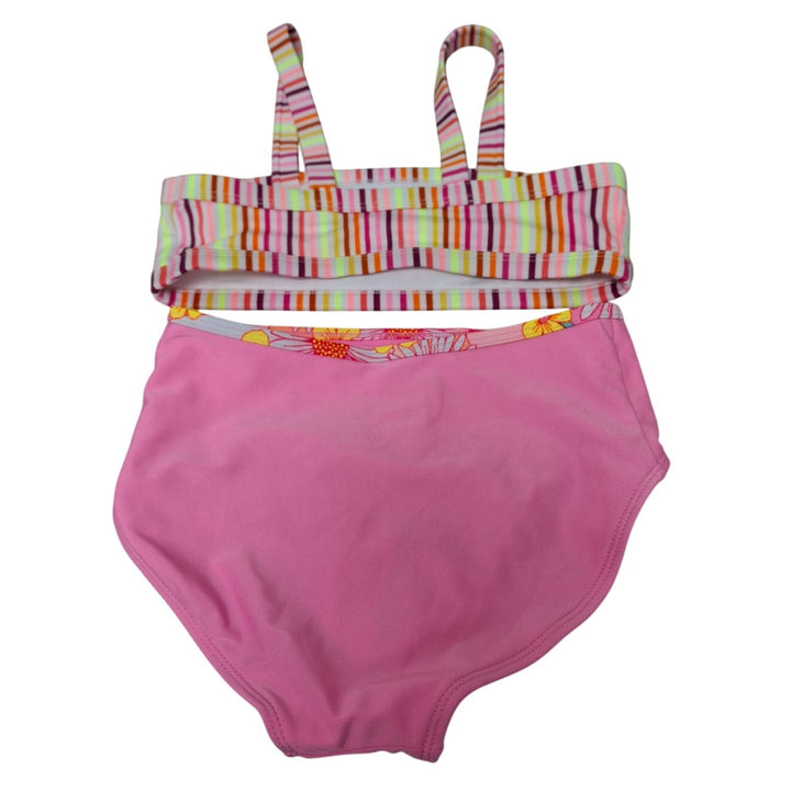 NWT New Cat &amp; Jack Girls Small 2PC Pink Striped Bikini Swim Suit Swimsuit