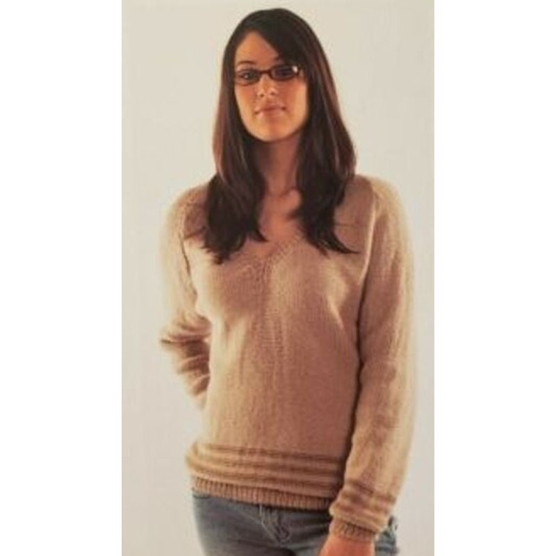 New Plymouth N055 Suri Merino V Neck Pullover Ladies Sweater Knitting Pattern