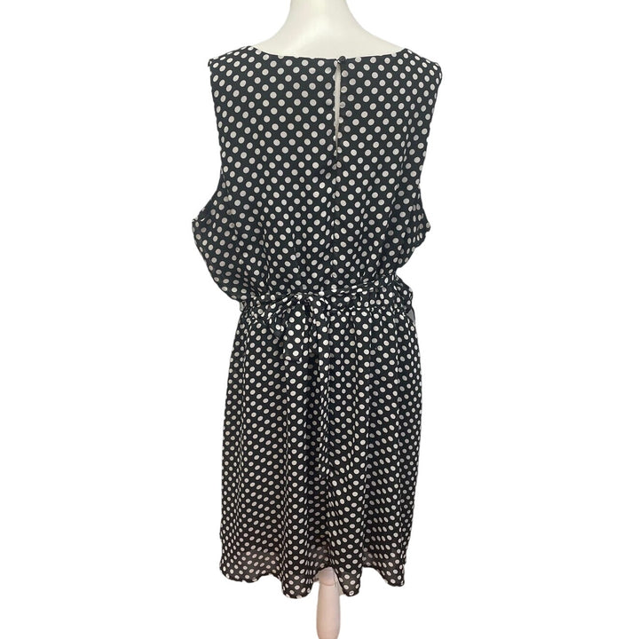 Paper Doll Womens 3X Gathered Waist Lined Polyester Polka Dot Sleeveless Dress
