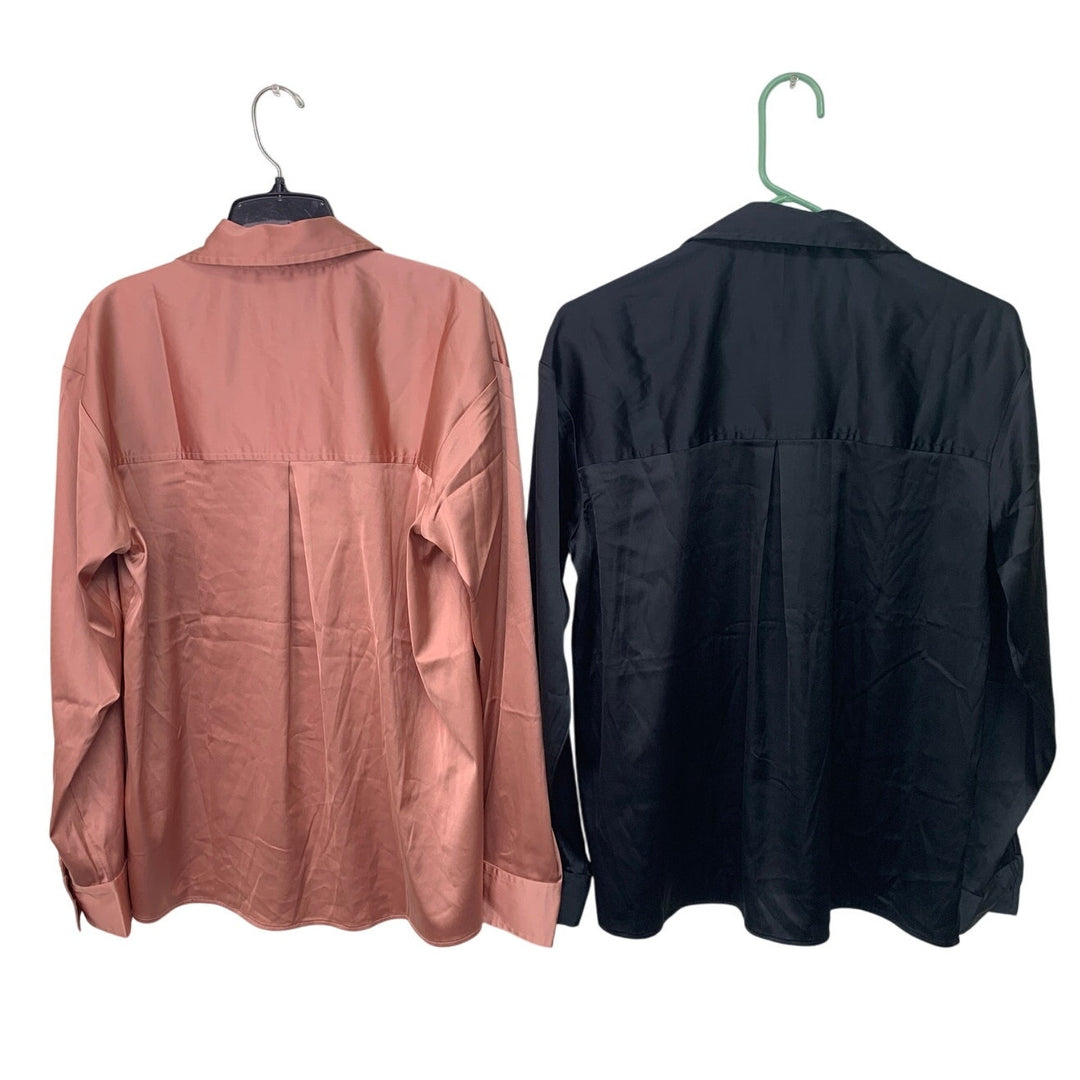 2 New American Eagle Womens Small Long Sleeve Collared Button Up Shirts