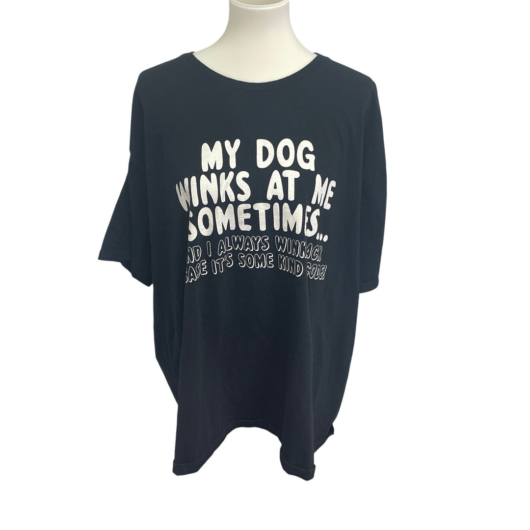 Mens XL My Dog Winks At Me &amp; I Wink Back Short Sleeve Crew Neck Tee Shirt
