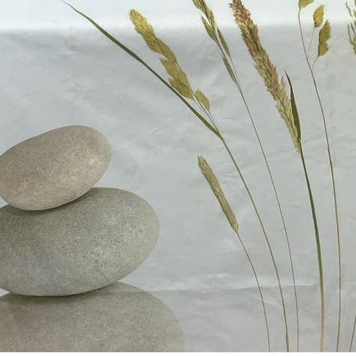 Zen Polished Stones Wheatgrass Pond Water Standard Fabric Shower Curtain