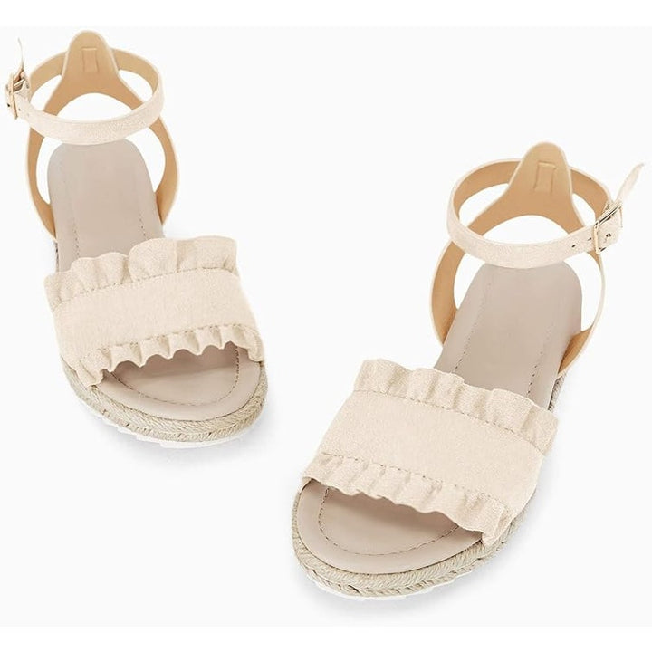 Coutgo Girls Size 11 .5" Platform Sandals Ruffle Open Toe Ankle Strap Shoes