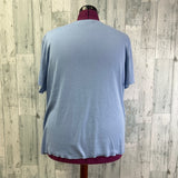 Hand Printed Upcycled Womens 26/28W Layer Look Dragonfly Short Sleeve Blouse Top