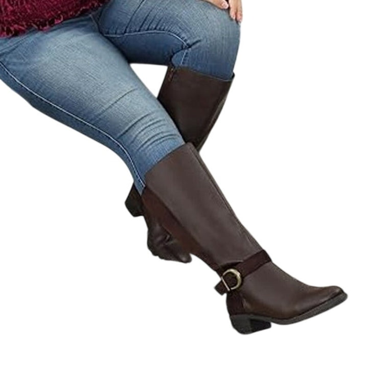 Hawkwell Womens 6.5 Brown Faux Suede 2" Heel Extra Wide Calf Side Zipper Boots